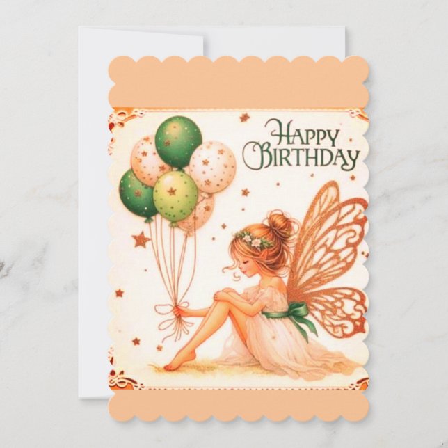 Encantadora Hada Tarjeta de Feliz Cumpleaños | Wh (Anverso)