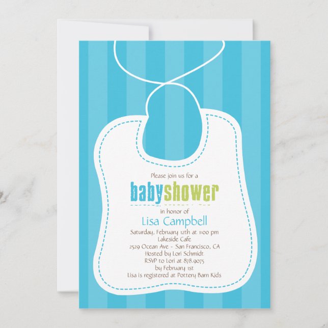 Encantadora invitación a Baby Shower Bib (Anverso)