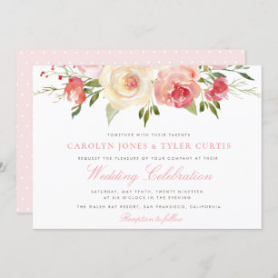 Encantadora invitación a bodas floridas con meloco