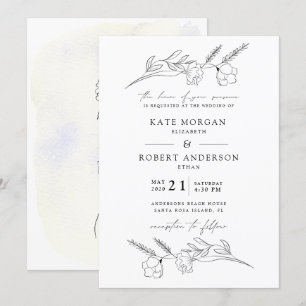Encantadora Invitación a la Boda Botánica Elegante