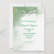 Encantadora invitación a la boda, con marmol verde