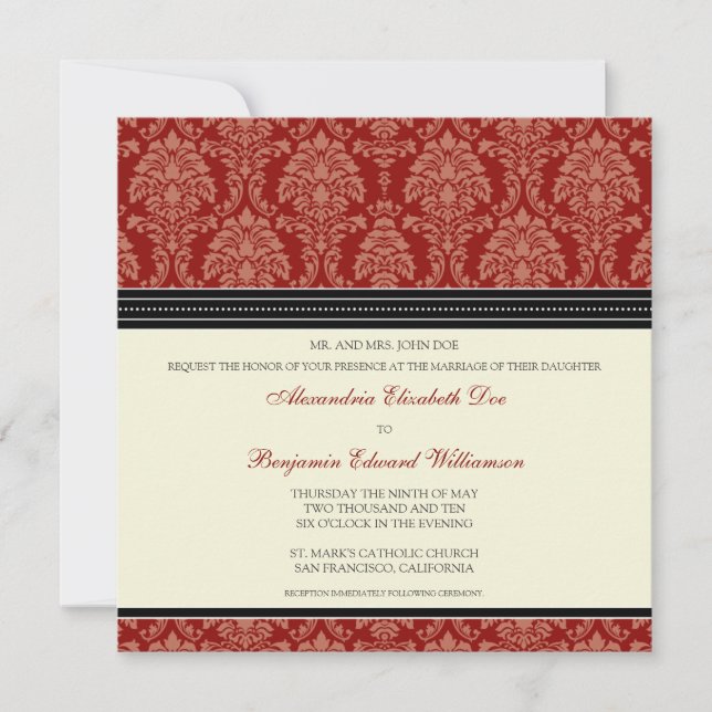 Encantadora invitación a la boda cuadrada de Damas (Anverso)