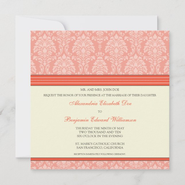 Encantadora invitación a la boda cuadrada de Damas (Anverso)