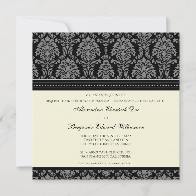 Encantadora invitación a la boda cuadrada de Damas (Anverso)