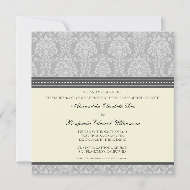 Encantadora invitación a la boda cuadrada de Damas (Anverso)