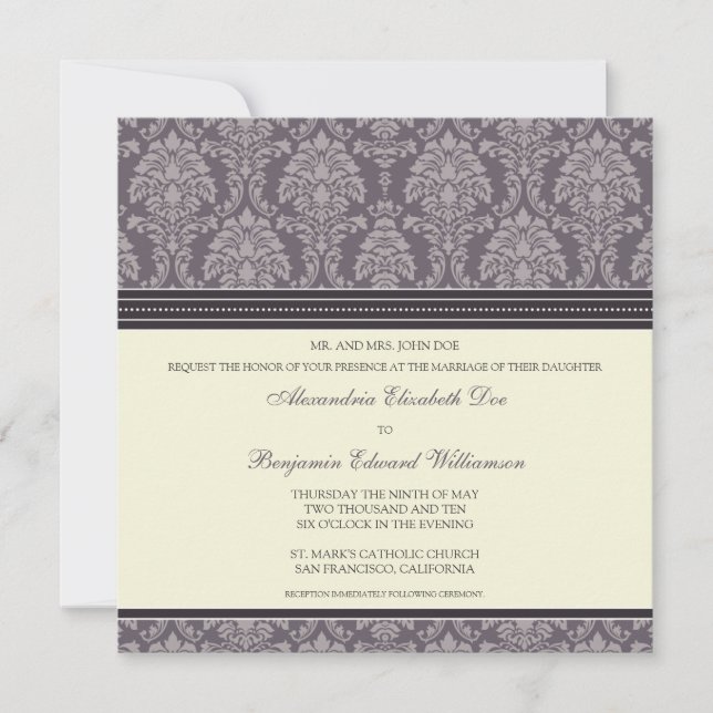 Encantadora invitación a la boda cuadrada de Damas (Anverso)