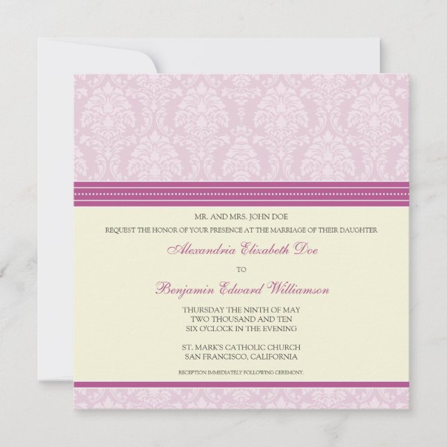 Encantadora invitación a la boda cuadrada de Damas (Anverso)
