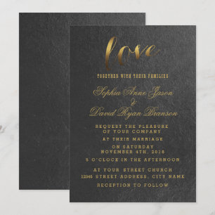 Encantadora invitación a la boda negra de Relieve 