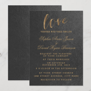 Encantadora invitación a la boda negra de Relieve 