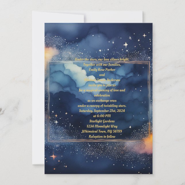Encantadora Invitación a la Boda Noche Starry (Anverso)