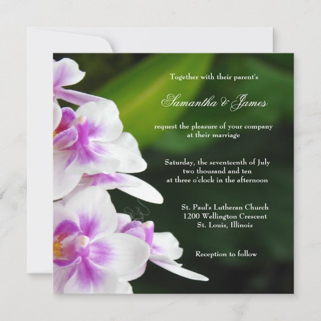 Encantadora invitación a la boda orquídea (Anverso)
