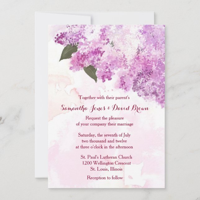 Encantadora invitación a la boda personalizada Lil (Anverso)