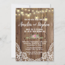 Encantadora invitación a la boda rústica de madera