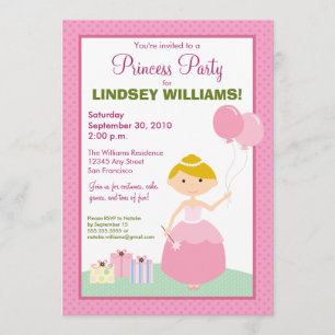 Encantadora invitación a la fiesta de la princesa 