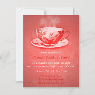 Encantadora invitación a la fiesta del té rojo