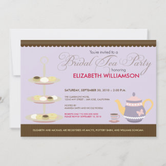 Encantadora invitación a una fiesta de té de novia