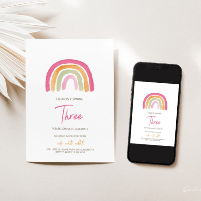 Encantadora invitación al cumpleaños Rainbow (Subido por el creador)