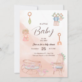 Encantadora invitación Baby Shower a color de agua