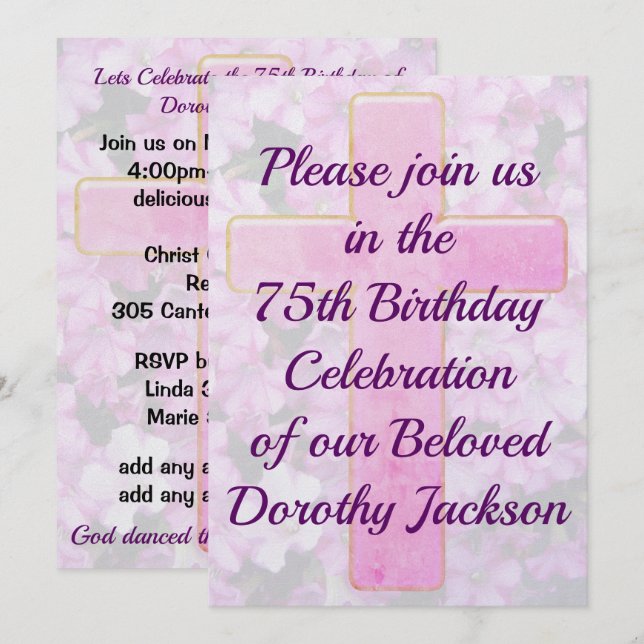 ENCANTADORA INVITACIÓN DE CUMPLEAÑOS 75º CRISTIANO (Anverso / Reverso)