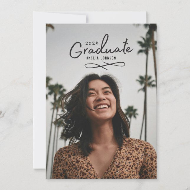 Encantadora Invitación de fotografía de grado (Anverso)