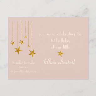 Encantadora invitación de Twinkle Rosa y Oro