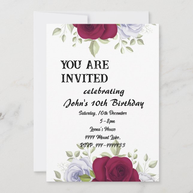 Encantadora Invitación Floral (Anverso)