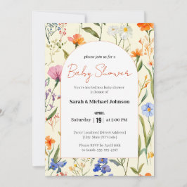 Encantadora invitación floral a Baby Shower