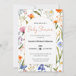 Encantadora invitación floral a Baby Shower
