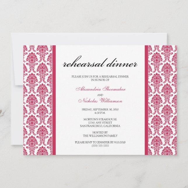 Encantadora invitación para la cena de ensayo del  (Anverso)
