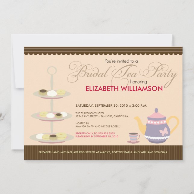 Encantadora invitación para una fiesta de té de no (Anverso)