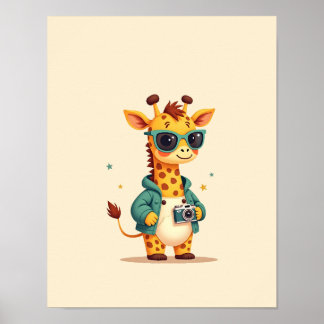 Encantadora jirafa Safari Niños Sala Arte