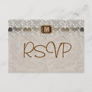 Encantadora Moda Lace & Burlap Boda Invitación Rsv