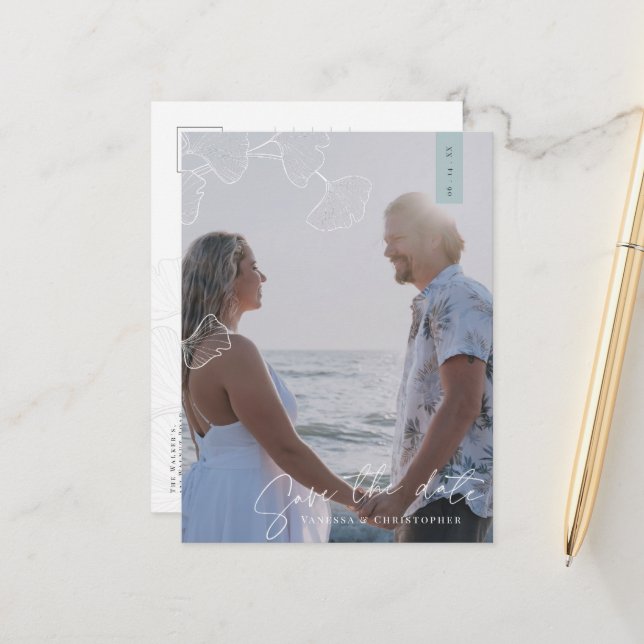 Encantadora postal de Invitación Ginkgo Biloba (Anverso/Reverso In Situ)