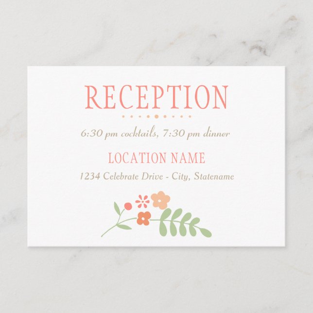 Encantadora Recepción de Boda Rosa Coral Verde (Anverso)