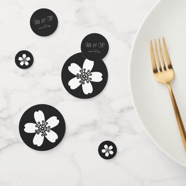 Encantadora Sakura en Confeti de Mesa Negro (Grupo)