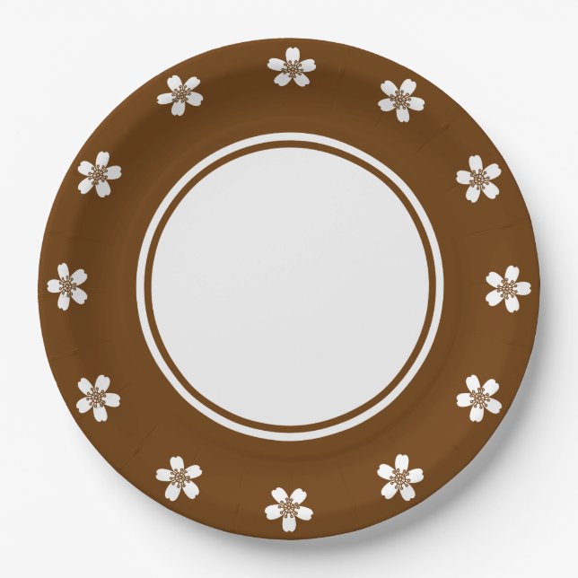 Encantadora Sakura en Plato de Papel de Chocolate (Anverso)
