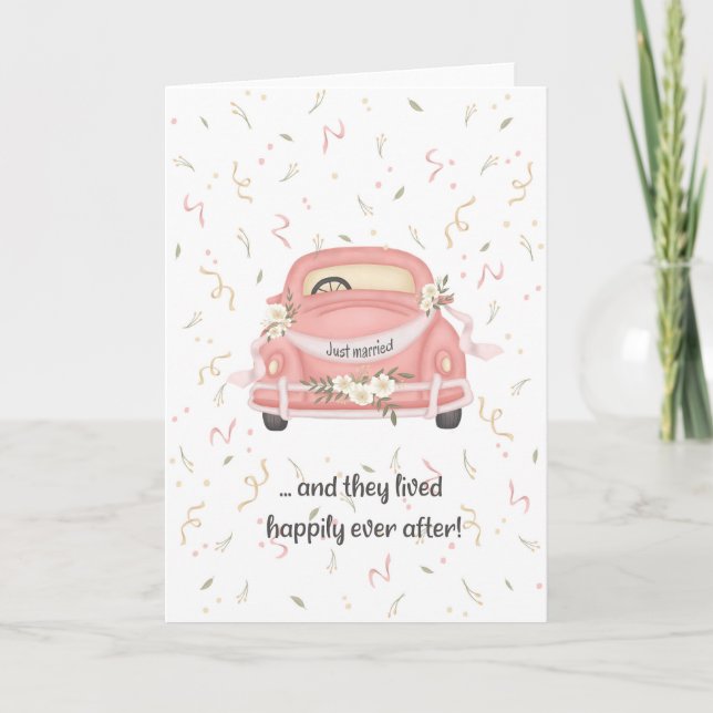Encantadora tarjeta Boda de felicitaciones a vagon (Anverso)