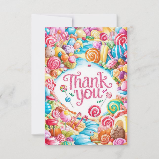 Encantadora tarjeta de agradecimiento de Candyland (Anverso)