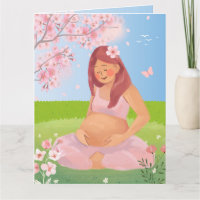 Encantadora Tarjeta de Mamá Embarazada Pastel en l
