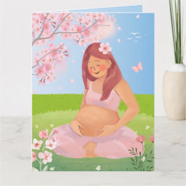 Encantadora Tarjeta de Mamá Embarazada Pastel en l