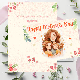Encantadora tarjeta del día de la madre con tarjet