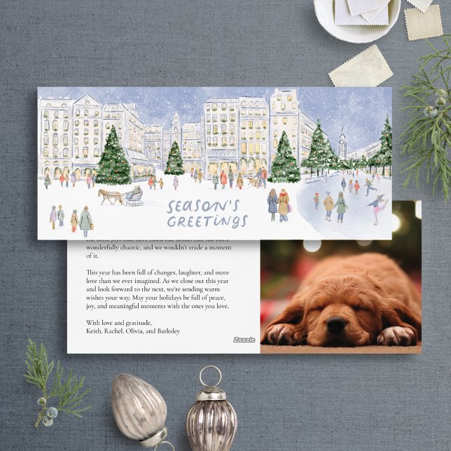 Encantadora tarjeta navideña de invierno ilustrada (Subido por el creador)