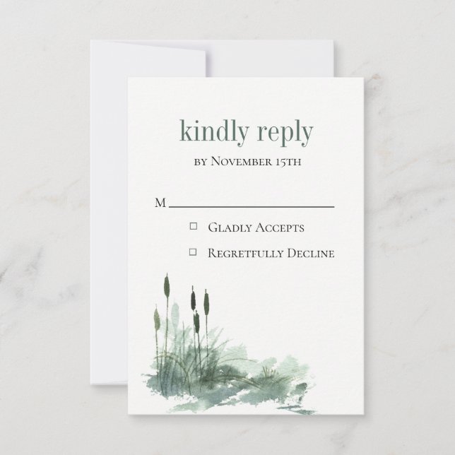 Encantadora tarjeta RSVP de Bodas de Madera Silves (Anverso)