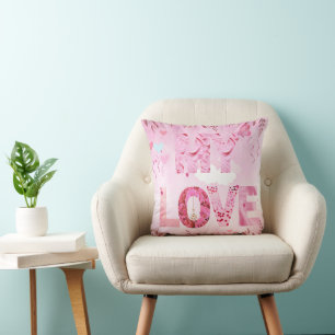 Encantadora temática rosa Mi Cojín decorativo de a