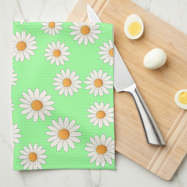 Encantadora toalla de cocina floral de Daisy (Doblado Cuarto)