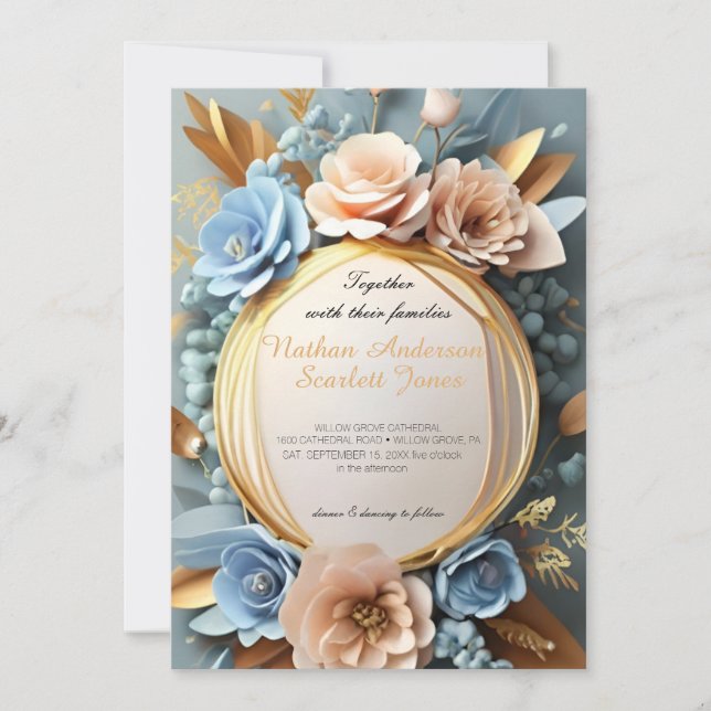 encantadora y polvorienta invitación floral a la b (Anverso)