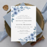 encantadora y polvorienta invitación floral a la b<br><div class="desc">diseño boda polvoriento de temática azul con flores acuarelas. Los colores y el texto se pueden personalizar.</div>
