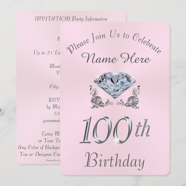 Encantadoras invitaciones a fiestas de cumpleaños  (Anverso / Reverso)