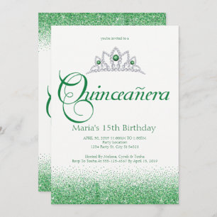 Encantadoras invitaciones a la Esmeralda Quinceañe