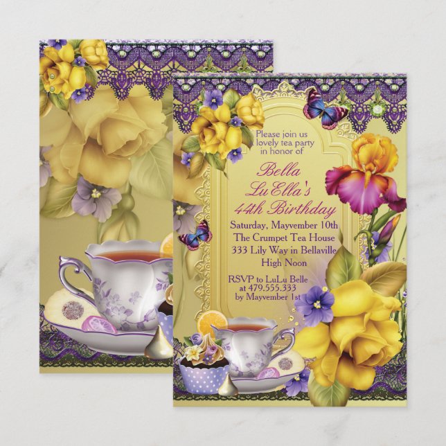 Encantadoras invitaciones a la fiesta de cumpleaño (Anverso / Reverso)